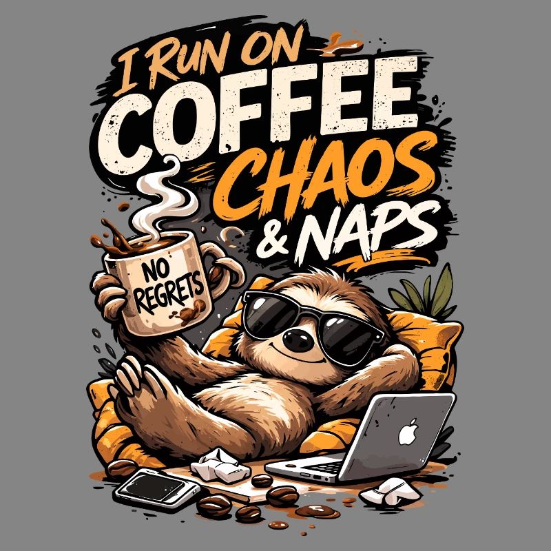 Coffee Chaos & Naps Sloth Tee