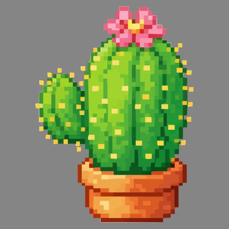 Cactus pixel avec fleur