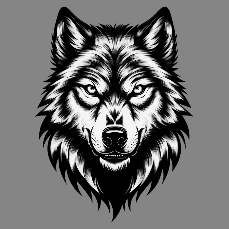 Wild Wolf's Head – Black & White