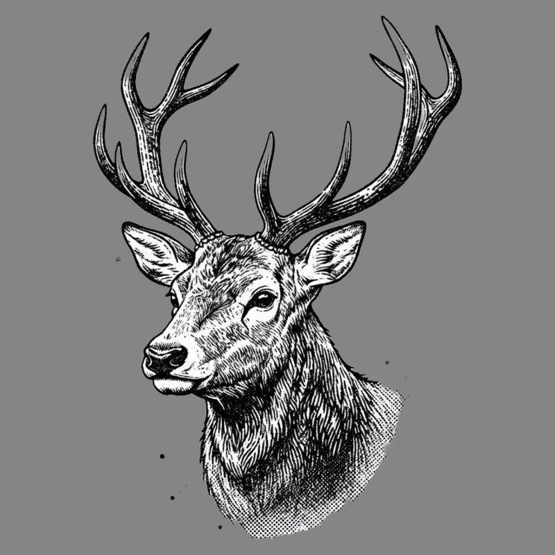 Deer Head Woodcut