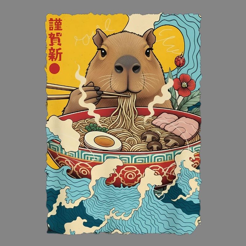 Capybara Eats Ramen Noodles