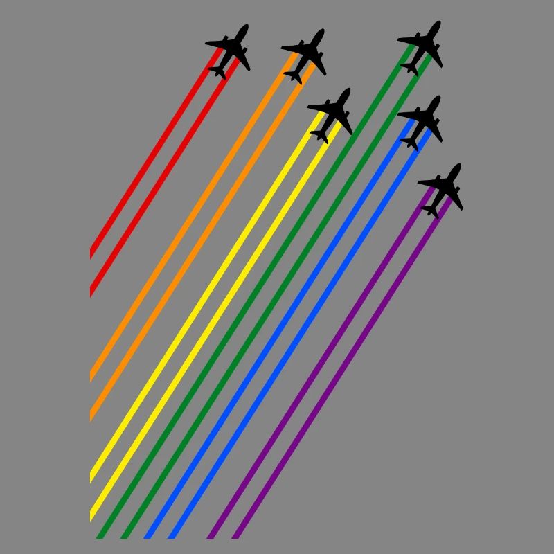 Black planes with rainbow trails