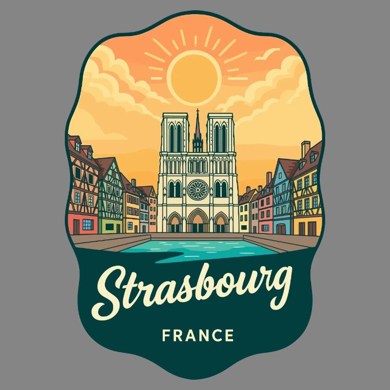 Straßburger Kathedral Retro-Sonnenuntergangsabzeichen