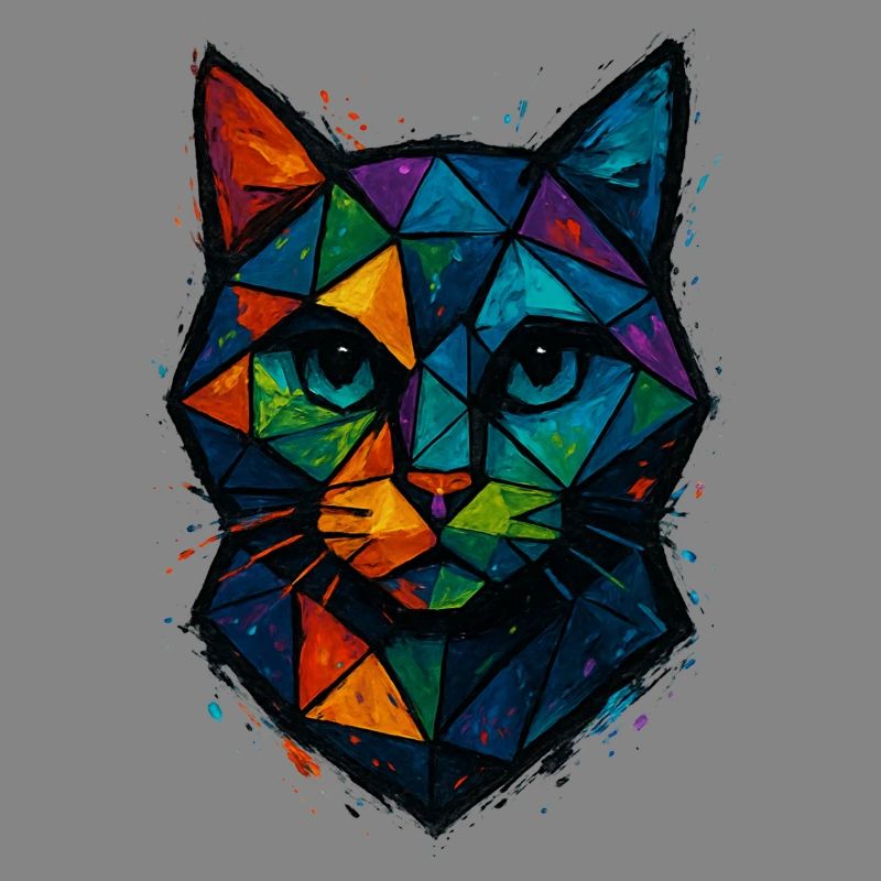 Chat Low Poly - Geometric Mesh Polygonal Art Desig