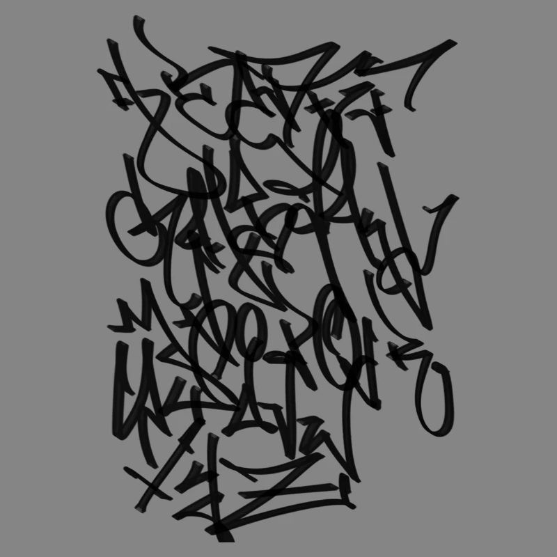 Alphabet 2 Graffiti Tag Handstyle black