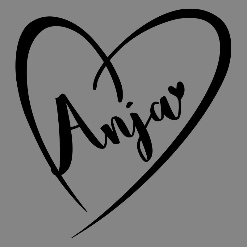 Anja surname first name in heart frame