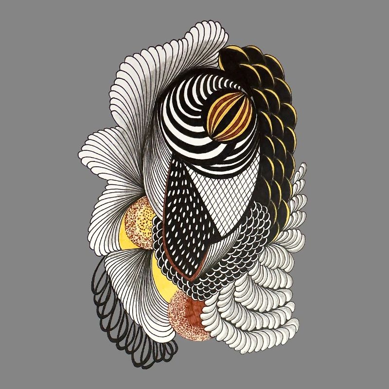 Geometric line drawing with scale pattern