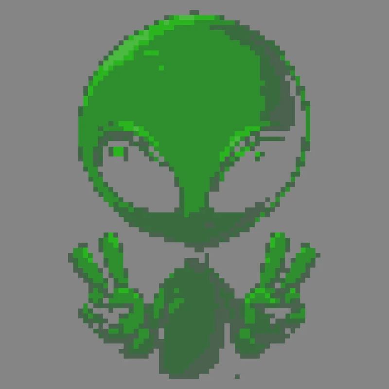 Pixel Alien Friedenszeichen