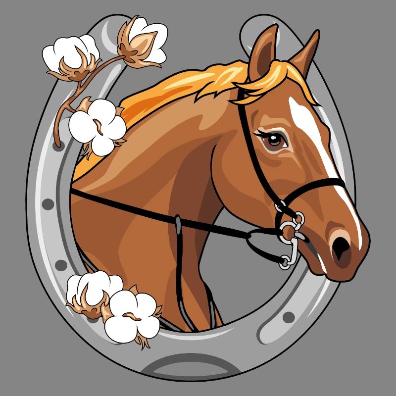 Horse head with a red mane in a frame