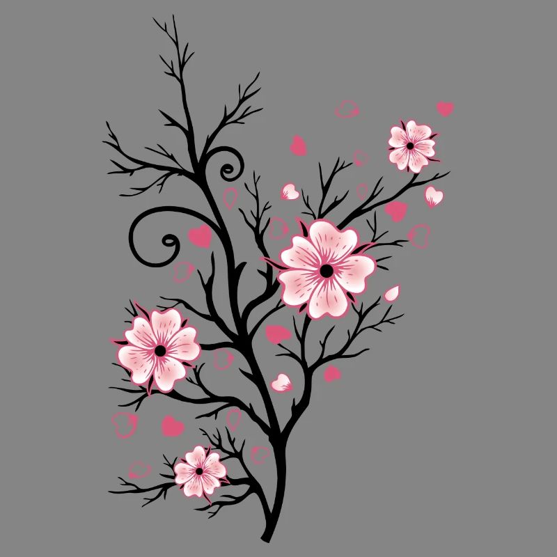 Cherry Tree Cherry Blossoms with Hearts Sakura Spring