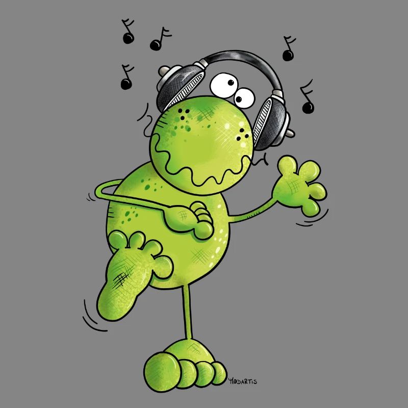 Frosch mit Kopfhörer