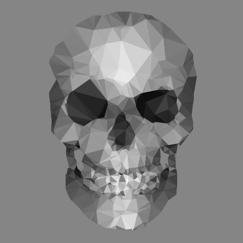 Grey Polygon Skull - Geometric Skeleton Head