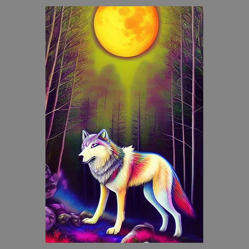 Wolf and Moon