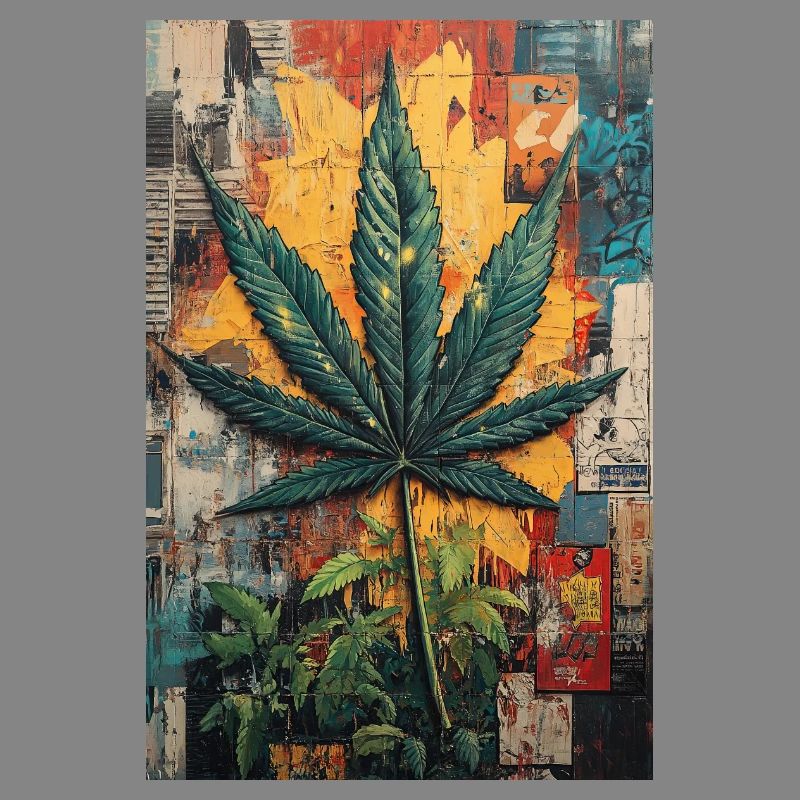 Graffiti Hemp Leaf Wall Art