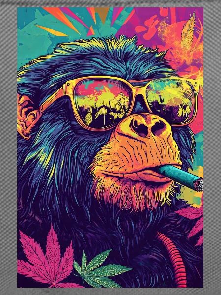 Psychedelischer Affe mit Sonnenbrille