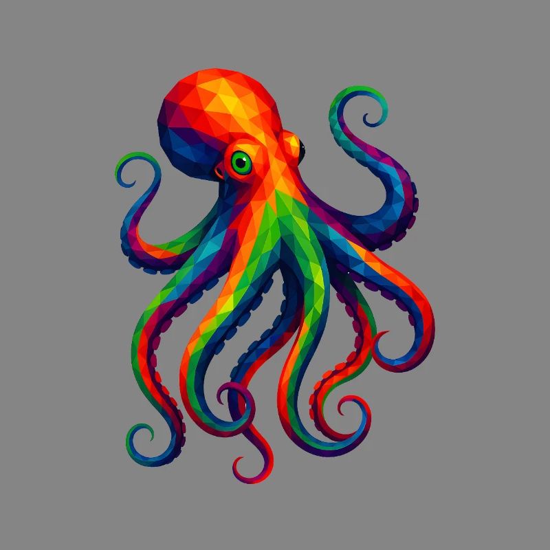 Animaux polygonaux de style WPAP - Octopus Octopus