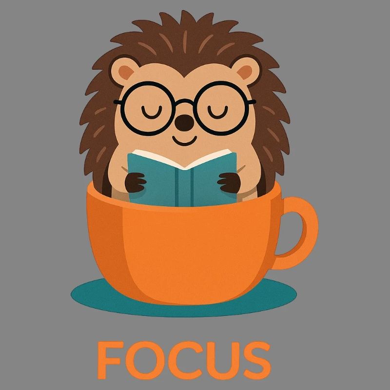 Original studious cute hedgehog