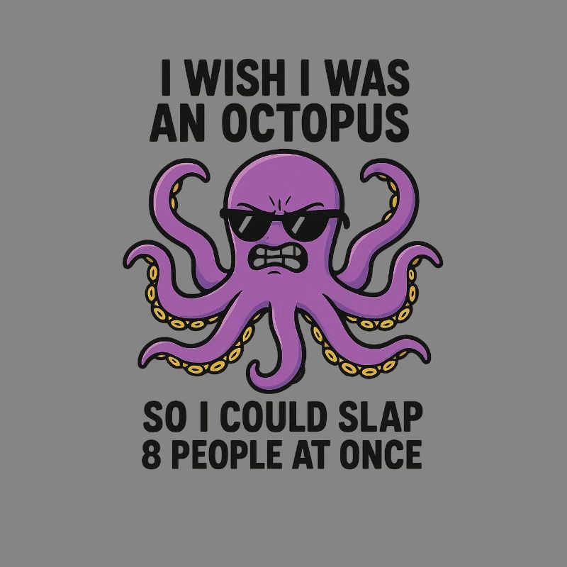 Humorous Octopus Text Print