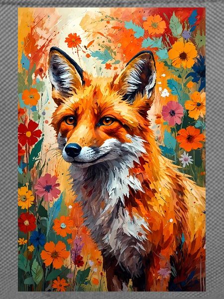 Fox flowers abstract fox lover gift