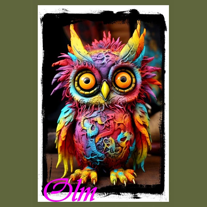 Bunte Fantasiewelt Eulenfigur Puppe Textil Märchen