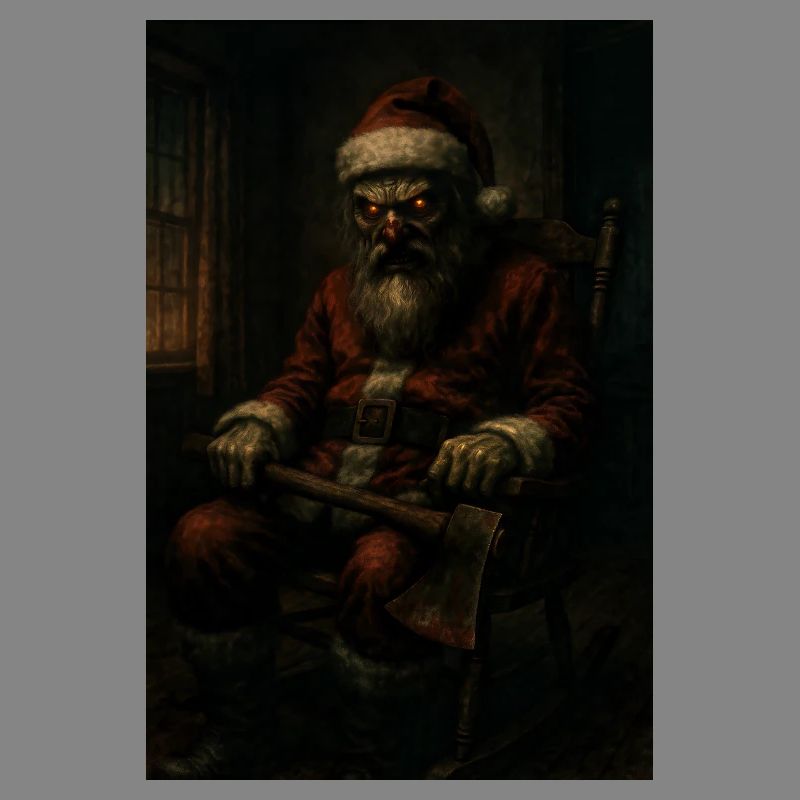 Dunkler Weihnachtsmann mit Axt