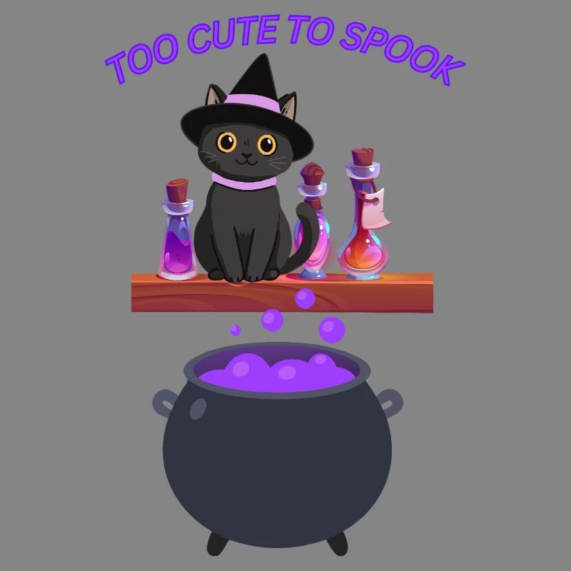 Cute witch cat with magic potion