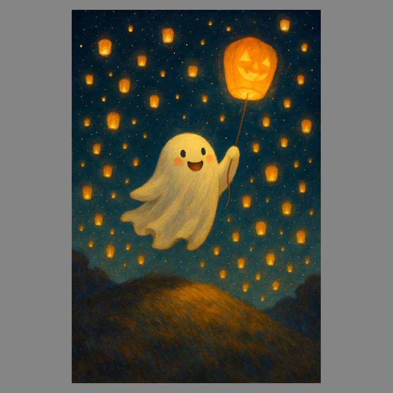 Ghost with jack-o'-lantern