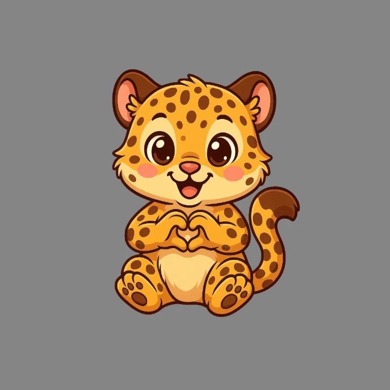 Süßer Leopard mit Herzhänden