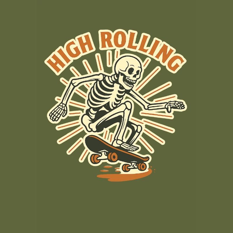 High Rolling Skelett Skateboard