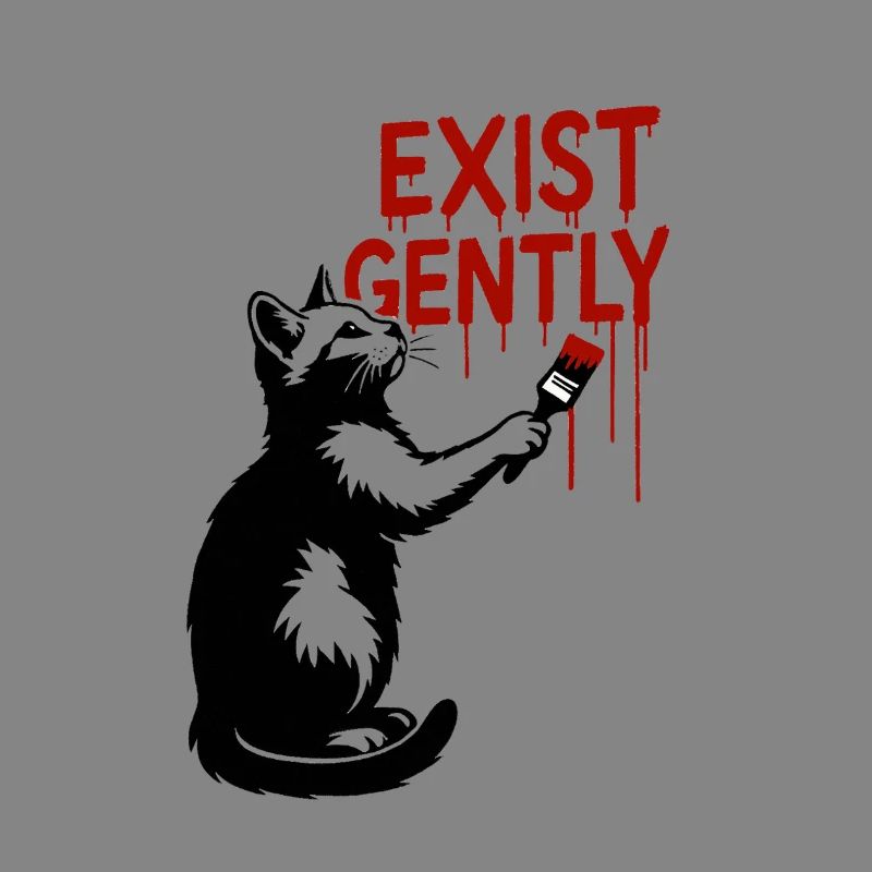 Exist Gently Cat Print