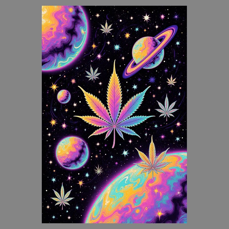 Psychedelic Space Cannabis Pattern