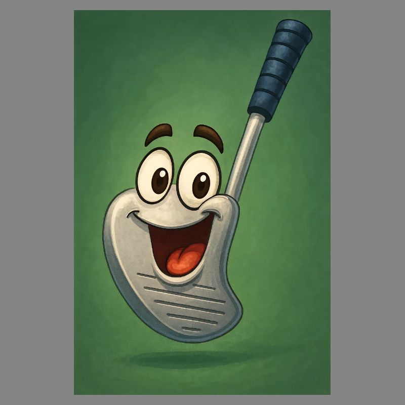 Glücklicher Golfschläger mit Gesicht