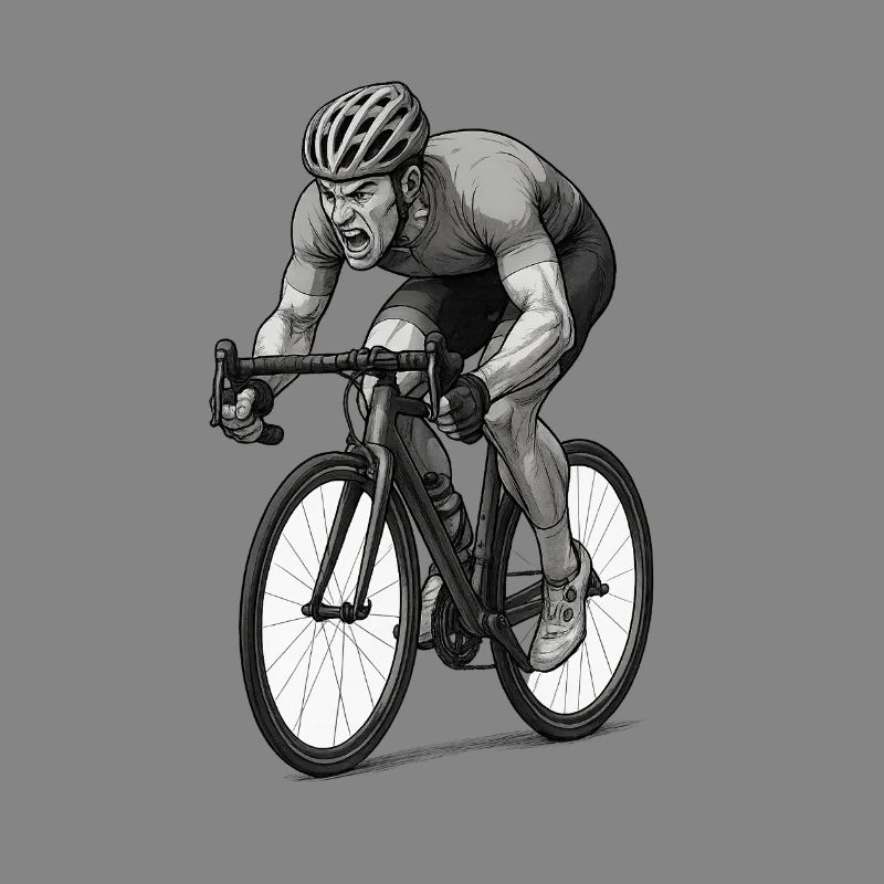 Rennrad Sprinter Comic Illustration