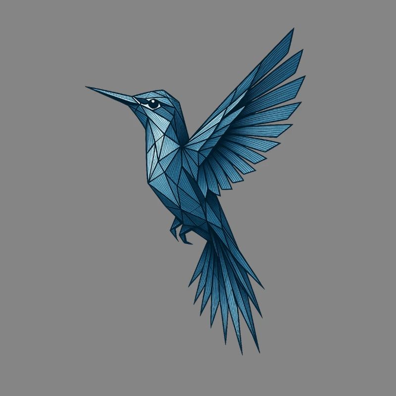 Geometric Blue Hummingbird