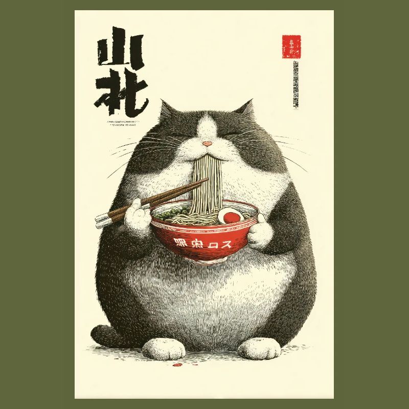 Chonky Cat Ramen Ukiyo-e