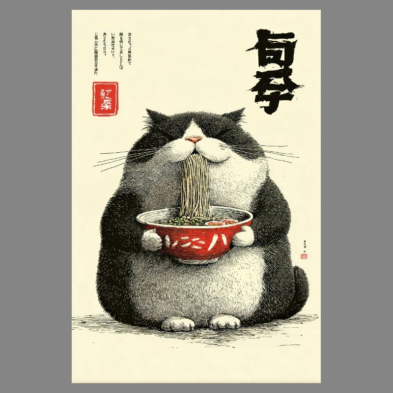 Neko-Nudelfest im Ukiyo-e-Stil