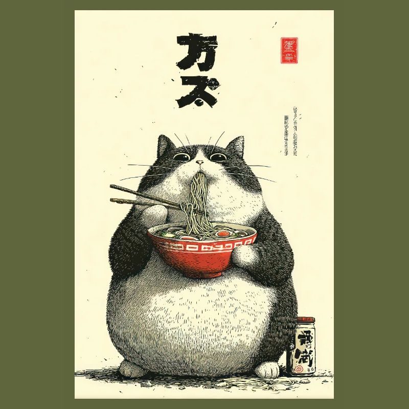 Chonky Cat Ramen Ukiyo-e