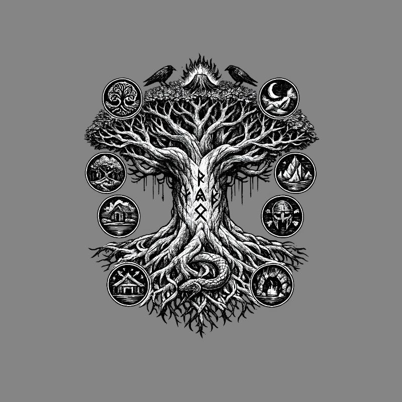 Yggdrasil-Lebensbaum-Wikinger-Design
