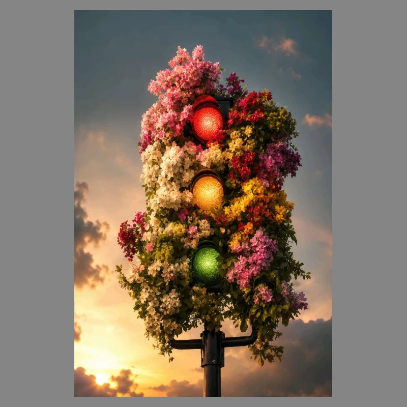 Lumière florale de feu de circulation