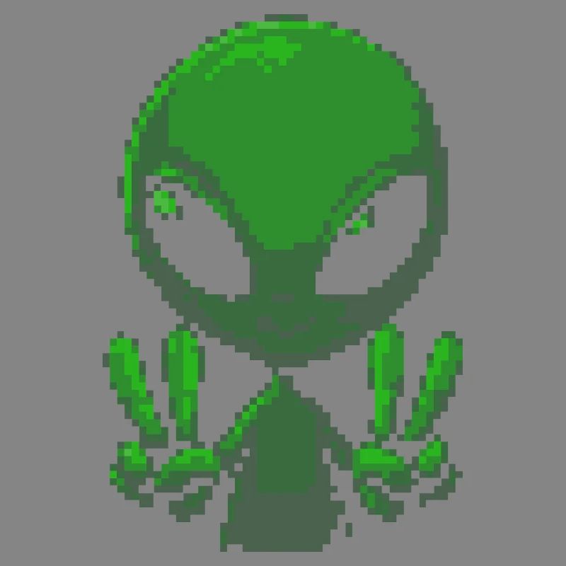 Pixel Green Alien Peace Sign