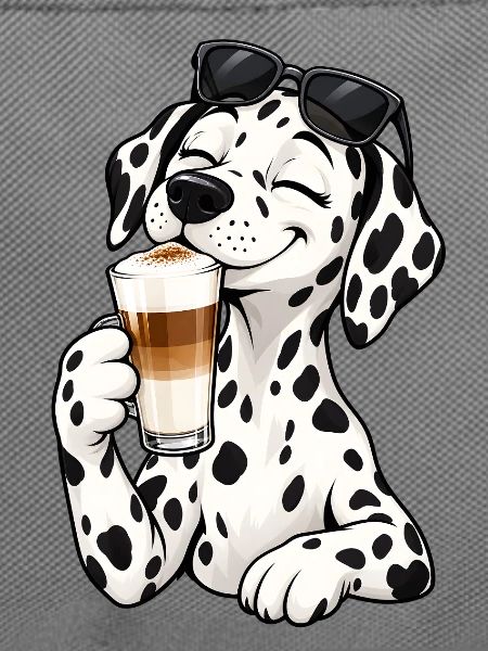 Dalmatiner mit Latte Macchiato