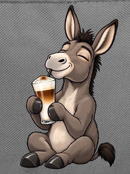 Esel mit Latte Macchiato