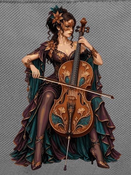 Cello Diva im ArtNouveau Gewand
