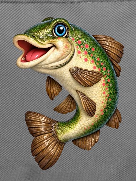 Fröhlicher Regenbogenlachs Cartoon
