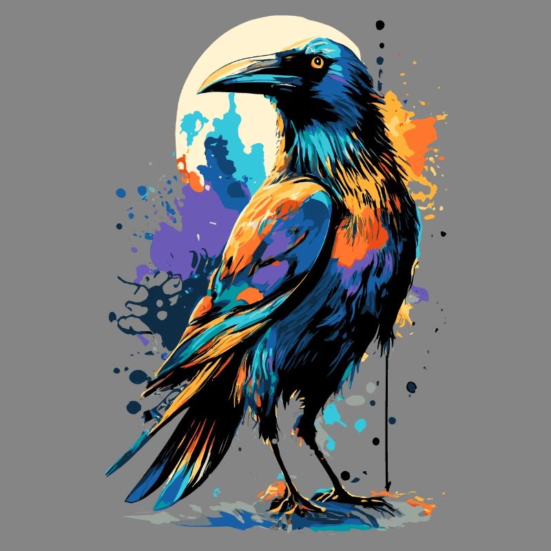 Black Raven - Crow Colorful - Ravens & Crows