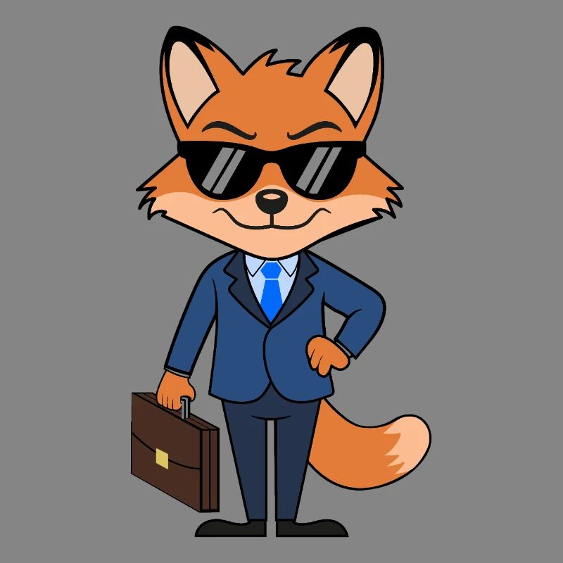 Fox businessman elegant suit with briefcase