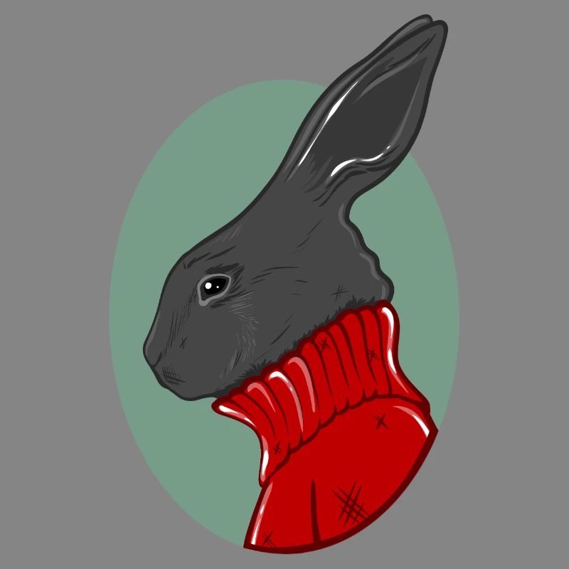 Hase mit rotem Pullover