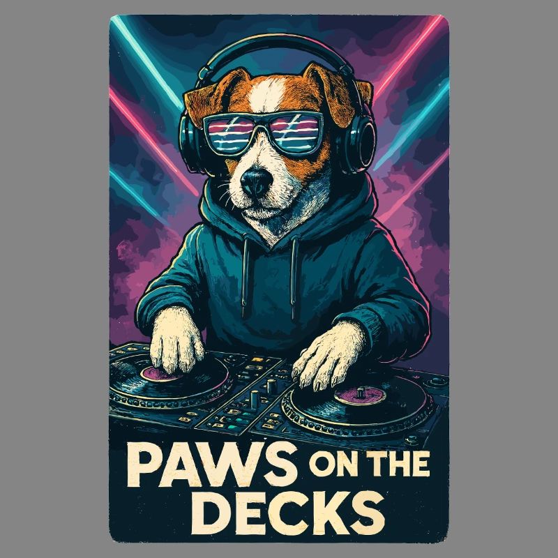 Jack Russell Terrier DJ Turntables Paws Techno