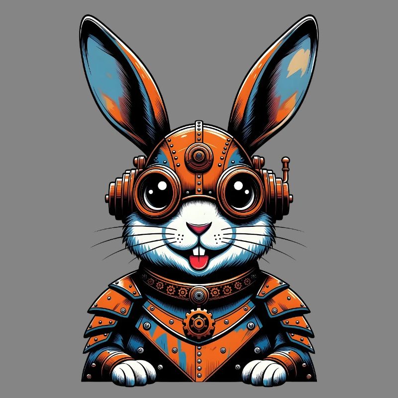 Steampunk Bunny in Orange Gear
