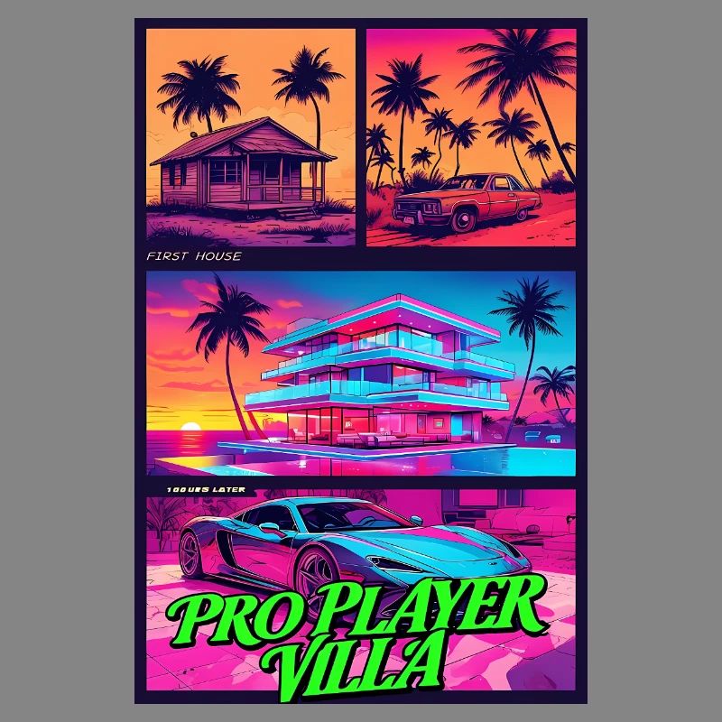 PRO PLAYER VILLA - Art de jeu Neon Synthwave